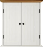 ChooChoo Bathroom Wall Cabinet, Over The Toilet Space Saver Storage Cabinet, Medicine Cabinet with 2 Door and Adjustable Shelves, Cupboard, Antique White & Brown