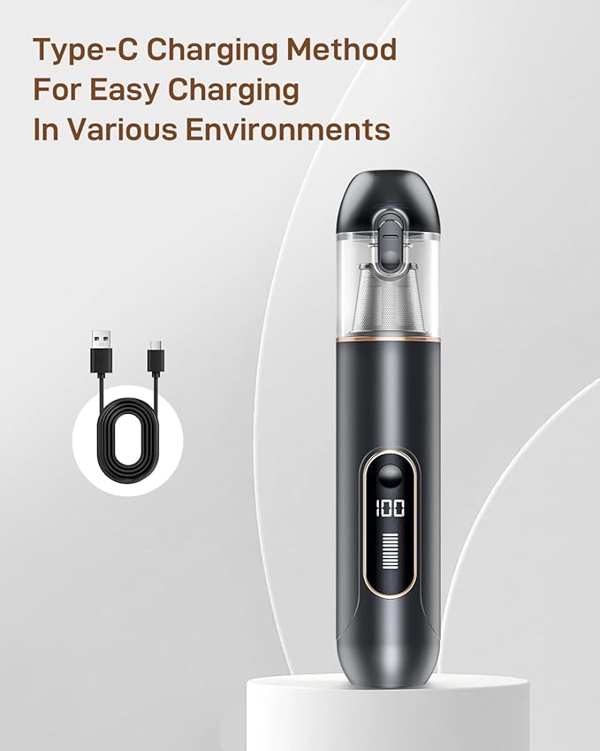 Car Vacuum, 3-in-1 Portable Cordless Handheld Vacuum Cleaner with HEPA Filter, Small Vacuum Type-C Charge, Blow & Suction and 20000pa Suction Power Blowing, for Car, Pet Hair, Office, Keyboards