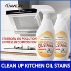 Clean Up Kitchen Oil Stains Spray, Effective Oil Stain Remover for Pots, Ovens, Grills & Stovetop Surfaces, Dual Spray Nozzle, No Rinse Formula (1 bottle【trial pack】)