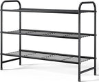 Kitsure Shoe Rack - Stainless Steel Shoe Organizer, Sturdy Shoe Rack for Closet and Front Door Entrance, Free Standing Shoe Shelf, Closet Organizers and Storage, 25.6" Wide - 3 Tier, Black