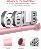 Supforce Closet Rods for Hanging Clothes, 17 to 39 Inches Stepless Adjustable Metal Closet Rod, 1.3 Inches Heavy Duty Clothes Hanging Rod for Closet Wardrobes Laundry RV, Pink