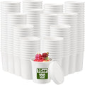 Fulmoon 100 Pack Paper Soup Containers with Lids Disposable Paper Food Containers with Vented Lids Kraft Ice Cream Bowls Soup Cup Ice Cream Cups for Restaurants(16 oz,White)