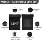 Calindiana Modern Farmhouse Metal Magnetic Lint Bin for Laundry Room Decor and Accessories with Lid and Laundry Room Organization and Storage Wall Mount Space Saving Washer and Dryer Trash Can (BLACK)