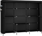 MOGELAFOO 83" Closet Wardrobe, Portable Closet for Bedroom, Freestanding Clothes Rack with Non-Woven Fabric Cover, 5 Hanging Rods, 6 Storage Shelves, Clothes Storage Organizer, Black