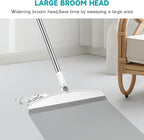 NACENA Silicone Floor Squeegee, 54-in Adjustable Long Handle Multifunction Silicone Broom, Sweep and Scrape 2 in 1 Household Cleaning Broom for Floor, Deck, Bathroom, Kitchen, Pet Hair, Glass, White
