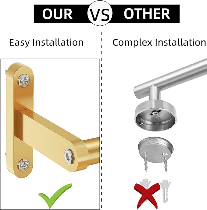 Gold Towel Bar 24 Inch, KLJKPA Towel Bar for Bathroom Wall, Stainless Steel Heavy Duty Single Bath Towel Rod