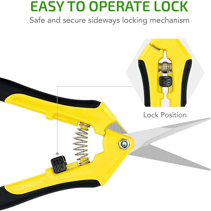 iPower 6.5 Inch Gardening Scissors Hand Pruner Pruning Shear for Gardening and Trimming, Heavy-Duty, Ultra Sharp Stainless Steel, Yellow, 2-Pack