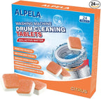 Citrus Washer Cleaner Tablets 24 Count – Septic Safe Washing Machine Cleaner & Odor Eliminator – Deep Cleaning Descaler for HE Front & Top Load Washers – Laundry Tub & Drum Cleaner