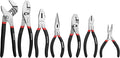WORKPRO 7-piece Pliers Set with Groove Joint, Long Nose, Slip Joint, Linesman, and Diagonal Pliers for DIY & Home Use, Black