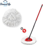 BonusLife 4-Pack Mop Refills and 1 Mop Head Base Part for 1-Tank EasyWring Spin Mop Replacement