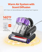 VEVOR Mattress Vacuum Cleaner, 550W Bed Vacuum Cleaner with 18Kpa Powerful Suction and Dual Dust Bin, HEPA Filter & Heating, Ultrasound Tech & Cleaning Lights, Handheld for Bed, Sofa, Corded, Gray