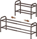 Gonfoam 2-Tier Expandable Shoe Rack,Adjustable Shoe Shelf Storage Organizer Heavy Duty Metal Free Standing Shoe Rack for Entryway Closet Doorway (Bronze)