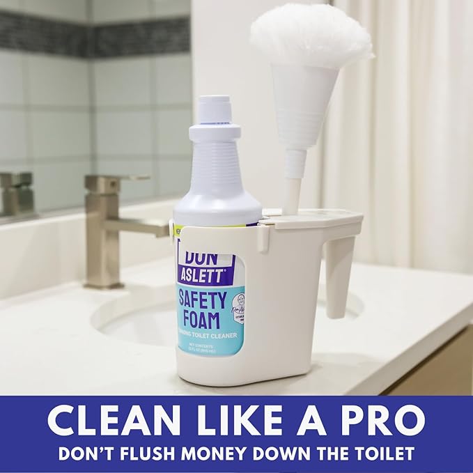 Don Aslett's Complete Toilet Cleaning Set | Includes 32 oz Toilet Cleaner, Convenient Cleaning Caddy, Johnny Mop Toilet Brush, and Pumice Stone for Tough Stains
