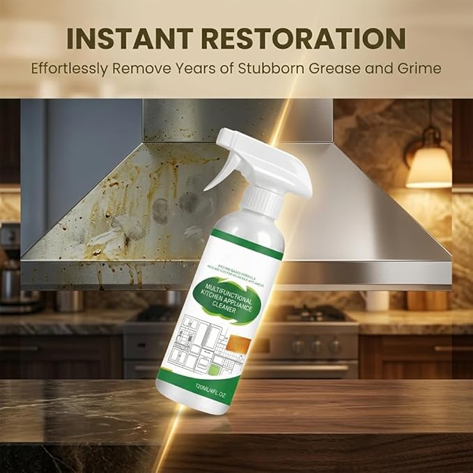 Kitchen Appliance Cleaner Spray, Multi-Purpose Cabinet Cleaner All in One, Kitchen Cabinet Cleaner for Stove Oven Range Hood Countertop, No Rinse No Scratch, 120ml/4oz (3PCS)