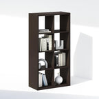 Furinno Simple Cube Storage Organizer, 8-Cube Display Shelf, Open Back Shelving Unit, Storage Shelves, Extra Thick Frame, for Organization and Storage, Living Room, Home Office, Dark Oak