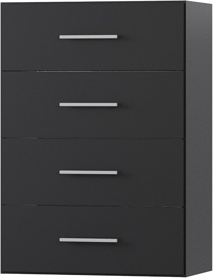 MODCART 4 Drawer Short Tower Closet Unit, Modular Closet System, Wood Closet System Organizer with Storage for Walk In Closets, Clothing Rack Closet for Hanging Clothes, Bedroom, Black, 19.5"W