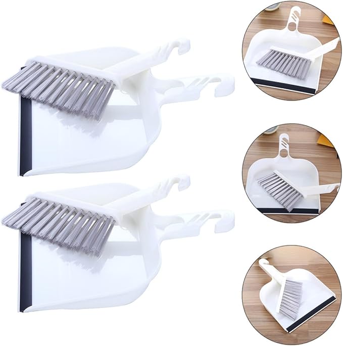 NOLITOY Mini Broom and Dustpan Set 2 Packs White Desktop Cleaning Supplies Table Sweeping Tools for Kitchen Home Office Tea Table Cleanup