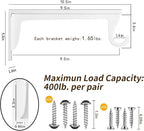 10 inch Closet Rod Bracket Support 400lb WYGWP Heavy Duty Closet Shelfs Support with Rod Holders, Wall Mounted Shelf Shelving Brackets with Hook for Wardrobe Walk-in Closet and Armoire(4pack White )
