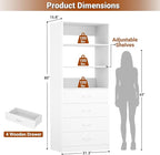 Aheaplus Closet Drawers System, 21.3" Wood Closet Organizer System with 4 Drawers, Modular Walk-in Closet System Storage Unit, Small Closets Wardrobe Rack, Tall Storage Cabinet Unit, White