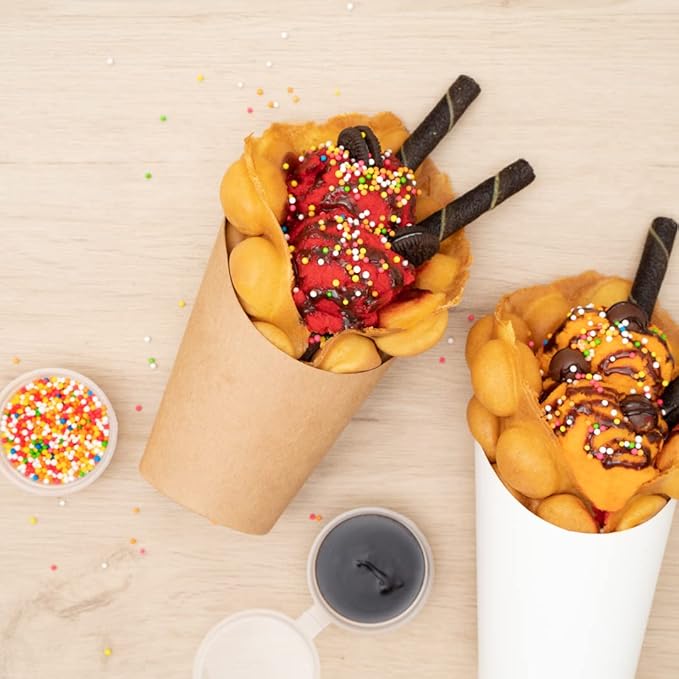 Restaurantware Bio Tek 12 Ounce French Fry Containers 100 Disposable Charcuterie Cups - Incline Design Round Kraft Paper French Fry Cups Stackable For Waffles Chips or Popcorn