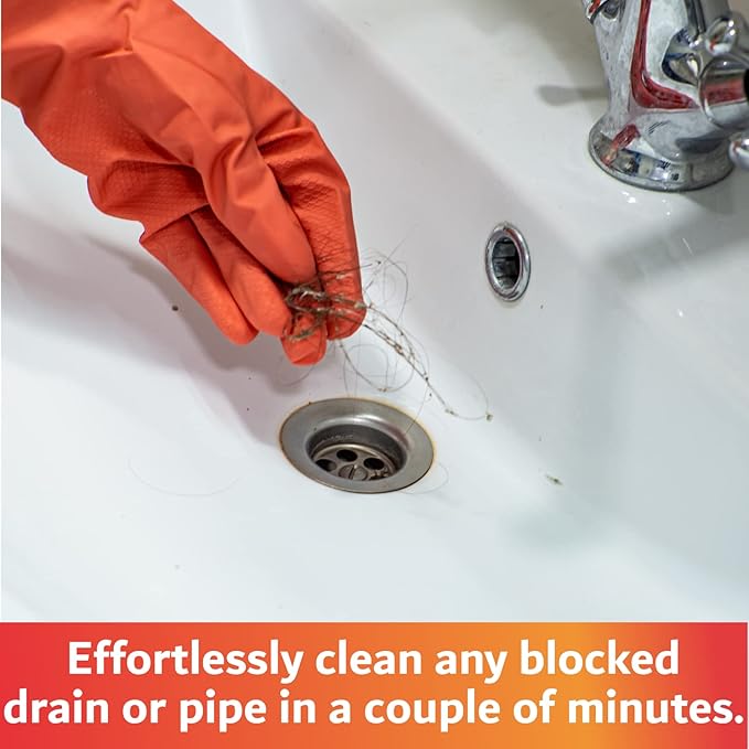 22" Long Sink Drain Cleaning Brush by FryOilSaver Co., Clog Remover for Small Spaces Perfect for Unclogging Sink, Toilet & Shower Drain, Drain Snake Hair Clog Remover, Tiny Pipe Cleaning Brush - B113C