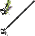 INFLATION Heavy Duty Metal Gardening Weed Puller Tool 4 Tines Prong 2-in-1 Herb Stripper Yard Rake for Women Kids Men Garden Grandpas Weeder 32-62 inch Long Adjustable Handle