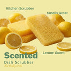Peachy Clean Kitchen Dish Sponge & Scrubbers, Fresh Lemon Scent, Non-Scratch, Odor-Resistant, Durable Silicone Dish Sponges for Kitchen.