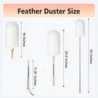 Lambswool Duster Extendable 22–55 Inch Natural Wool Duster with Flexible Head for Ceilings Furniture Blinds Electronics Washable Reusable White