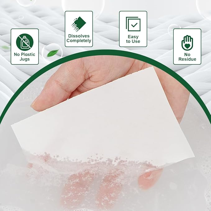 AIDEA Laundry Detergent Sheets, Unscented-(200 Loads) 100 Sheets, Laundry Detergent, No Plastic Jug, Lightweight & Easy To Use For Travel, Apartments, Dorms