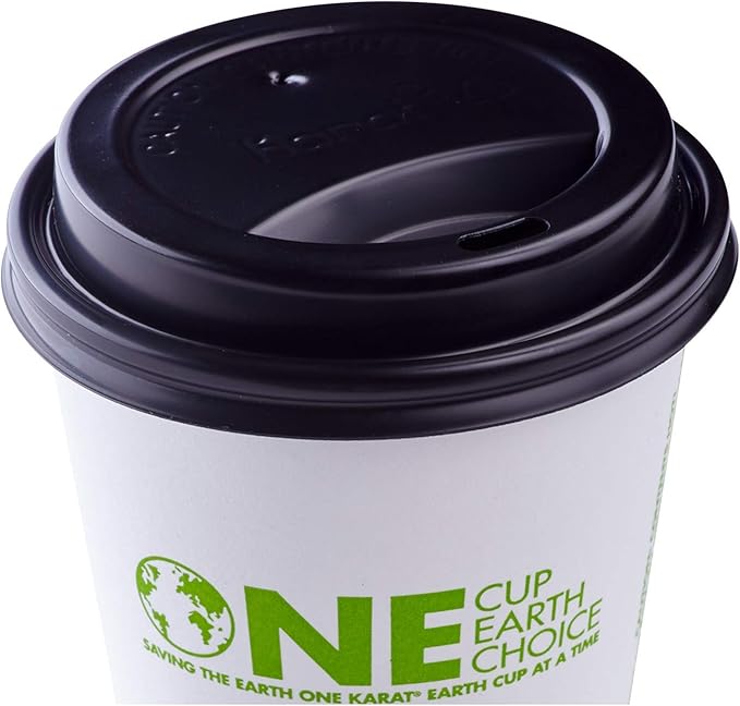 Karat 10-24 oz. Coffee Cup Sipper Dome Lid - Black (90mm) - 1,000 ct