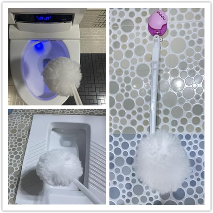 Bowl Brush Toilet Cleaning Brush Set Soft Polyester Head 15x5 inches White (8Pack)