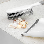 Multi-use Cleaning Brush and Broom Dustpan Set, 2pcs Mini Sweeping Tools with Bed and Desktop Brush for Home Dust Removal, White and Grey Handheld Cleaning Accessories