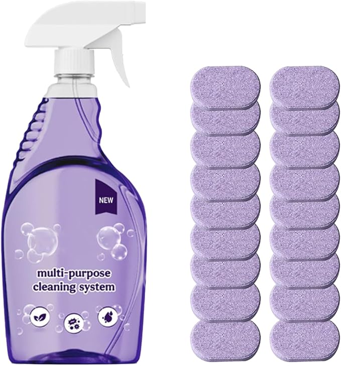 Oven Cleaner Spray with 18 Concentrated Tablets - Powerful Degreaser for Stovetop, Grill, Kitchen Grease, Bathroom, Multi-Surface Cleaning, Safe & No Harsh Fumes (Upgraded Formula)
