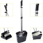 Broom and Dustpan Commercial Long Handle Sweep Set and Lobby Broom Upright Grips Sweep Set with Home Kitchen Room Office and Lobby Floor Black