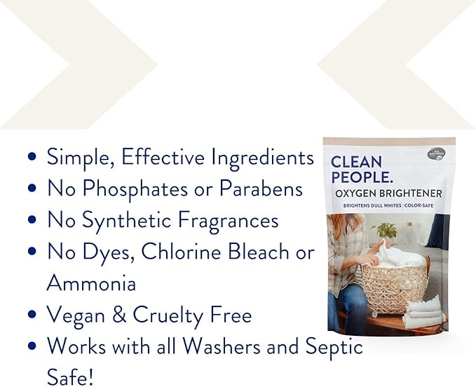 The Clean People Oxygen Brightener Stain Remover | Bleach Alternative, Simple Ingredients, Brightens Dull Whites AND Colors | 41 oz