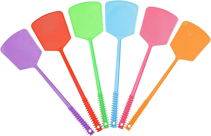 6 Pack Heavy Duty Fly Swatters, Extra Long 17.7in Plastic Bug Swatter with Non-Slip Handle – Indoor/Outdoor Manual Insect Tool, Durable & Reusable (Colorful)
