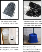 Sellemer Toilet Brush and Holder Set for Bathroom, Flexible Toilet Bowl Brush Head with Silicone Bristles, Compact Size for Storage and Organization, Ventilation Slots Base (2 Pack, Pearl White)