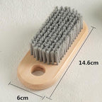 2PCS Wood Laundry Brush, Long Handle Clothing Stain Remover Scrubber, Soft Bristle for Scrubbing Out Tough on Delicate, Easy to Grip Hand Washing Clothes