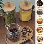 ANSQU Glass Jar with Wooden Lid and Spoon, 20.3oz Food Storage Containers Coffee Jar Coffee Grounds Container, Glass Food Storage Canister, Gratitude Jar for Mother' Day (1 Pack)