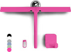 GÜTEWERK Shower Squeegee for Glass Doors, Silicone Window Squeegee, Bathroom and Glass Cleaning - Pink - 15 Inch