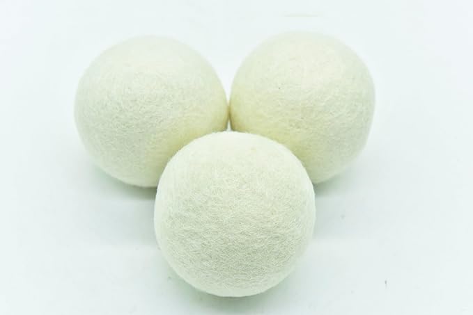 Pack of 3 Wool Laundry Dryer Ball by GK&CO-Reusable Extra Large Premium Natural Fabric Softener, Reduces Clothing Wrinkles, Eco-Friendly~Made of 100% Pure New Zealand Wool~Made in Nepal (3)