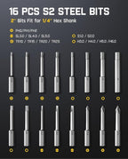Fanttik S1 Pro Electric Screwdriver, Power Screwdriver with16 S2 Steel Bits, 3 Torque Settings, Max 6 N.m, 2000mAh Battery, LED Light & 1/4''Hex, Ideal Tool for Furniture & Gaming PC