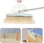 Broom and Dustpan Set for Home, Long Handle Dust Pan and Broom Combo for Indoor Outdoor Heavy Duty Dustpan Set for Kitchen Lobby Office Upright Standing Dustpan with Teeth (Green)