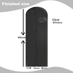 Dress Bags for Gowns Long, 65'' Garment Bags for Hanging Clothes, Suit Bag Cover for Storage and Travel, with Clear Heart Window, 2 Pack (Black)