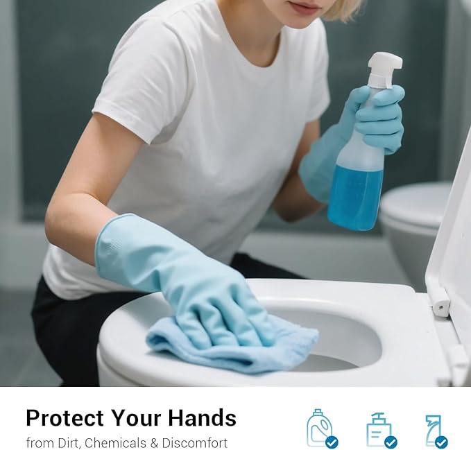 ThxToms 4 Pairs Reusable Rubber Gloves, 13" Natural Latex, 10mil Thick Heavy Duty Dishwashing & Cleaning Gloves, Non-Slip Grip, Multi-Color, Ideal for Kitchen, Bathroom, Car, & Garden Cleaning, Large