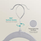 HOUSE DAY Plastic Hangers 100 Pack, Grey Clothes Hangers Non Slip with Rubber Grip, Heavy Duty Hanger with 360º Swivel Metal Hook, Ultra Thin Hanger Space Saving for Closet Organizer