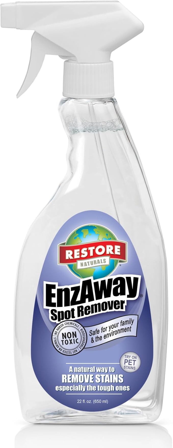 Restore Naturals Enzaway Carpet Spot Cleaner - 22oz - Pet Stain Remover Spray for Carpet - Gentle, Non-Toxic Stain Remover | Cruelty-Free | Made in USA - 3 Pack