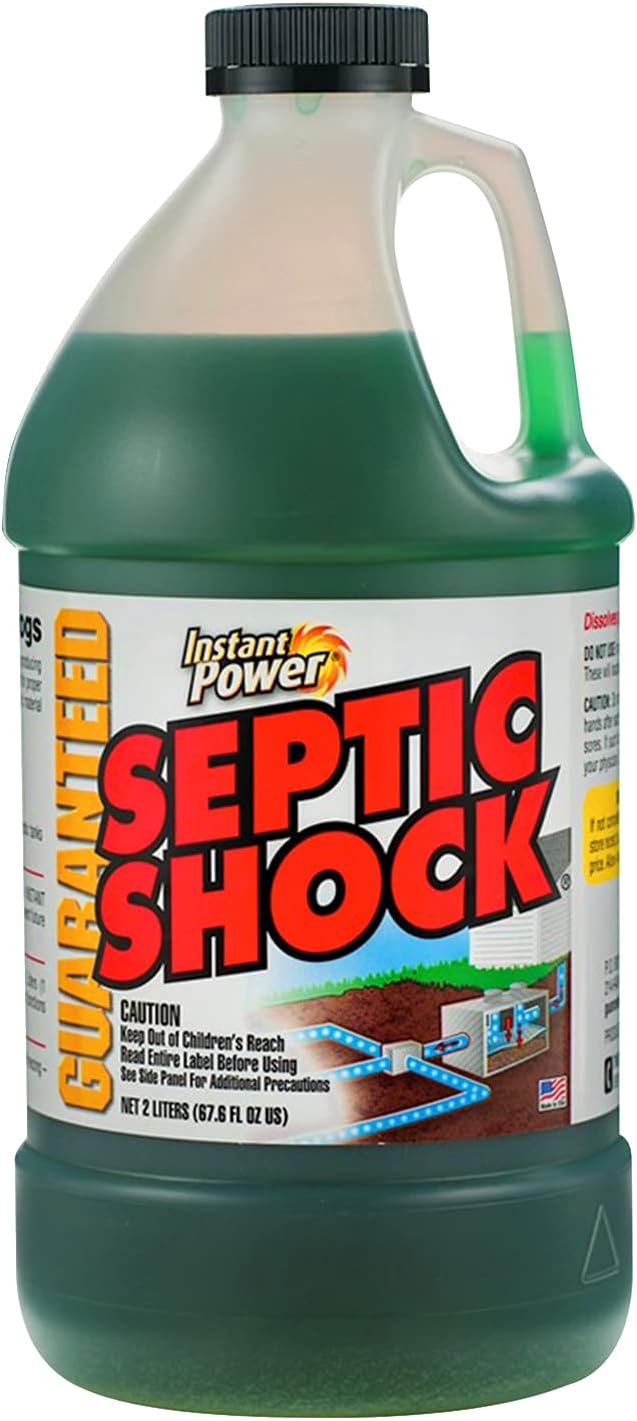 Instant Power Septic Shock – Septic Tank Treatment, Drain Cleaner Liquid Clog Remover for Septic System, 67.6 Oz