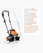 VEVOR 12 Amp Electric Tiller, 18" Tilling Width & 3.94" Tilling Depth, Corded Electric Cultivator with Adjustable Wheels, Steel Mn Tines, Rototiller for Garden Lawn Easy Soil Digging Cultivation