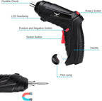 8 in 1 Electric Screwdriver, 3.6V Cordless Drill Screwdriver Rechargeable, 3.5N·m Max Torque Electric Screw Gun with 6 Accessory Kit, Micro USB, Front LED Light, Easy for Small Home Projects